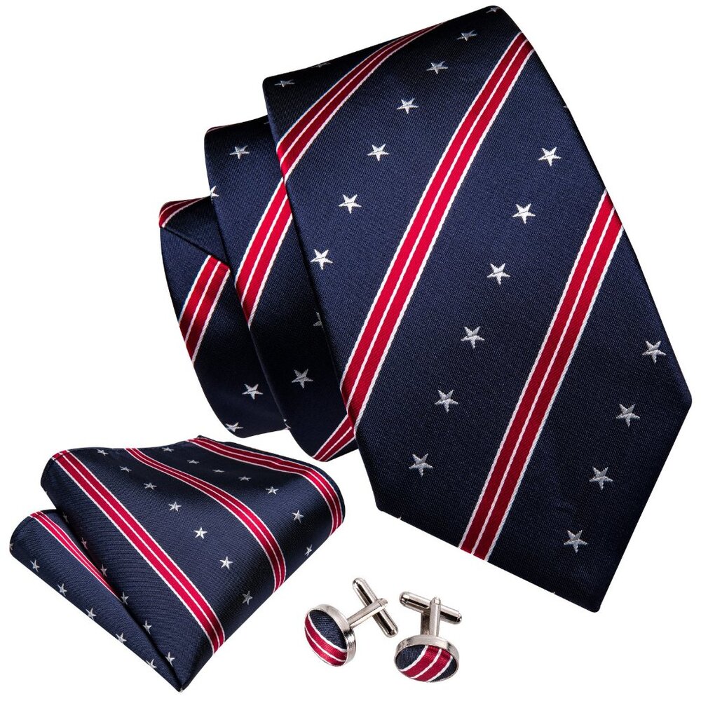 Red, White, & Blue (Stars and Stripes) Necktie Set - Picture 2 of 2
